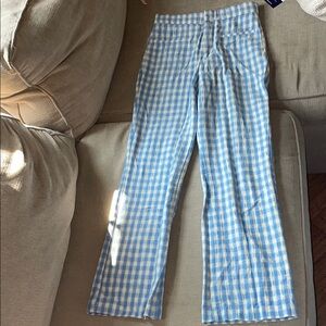 Zara Blue and White Checkered Gingham Pants